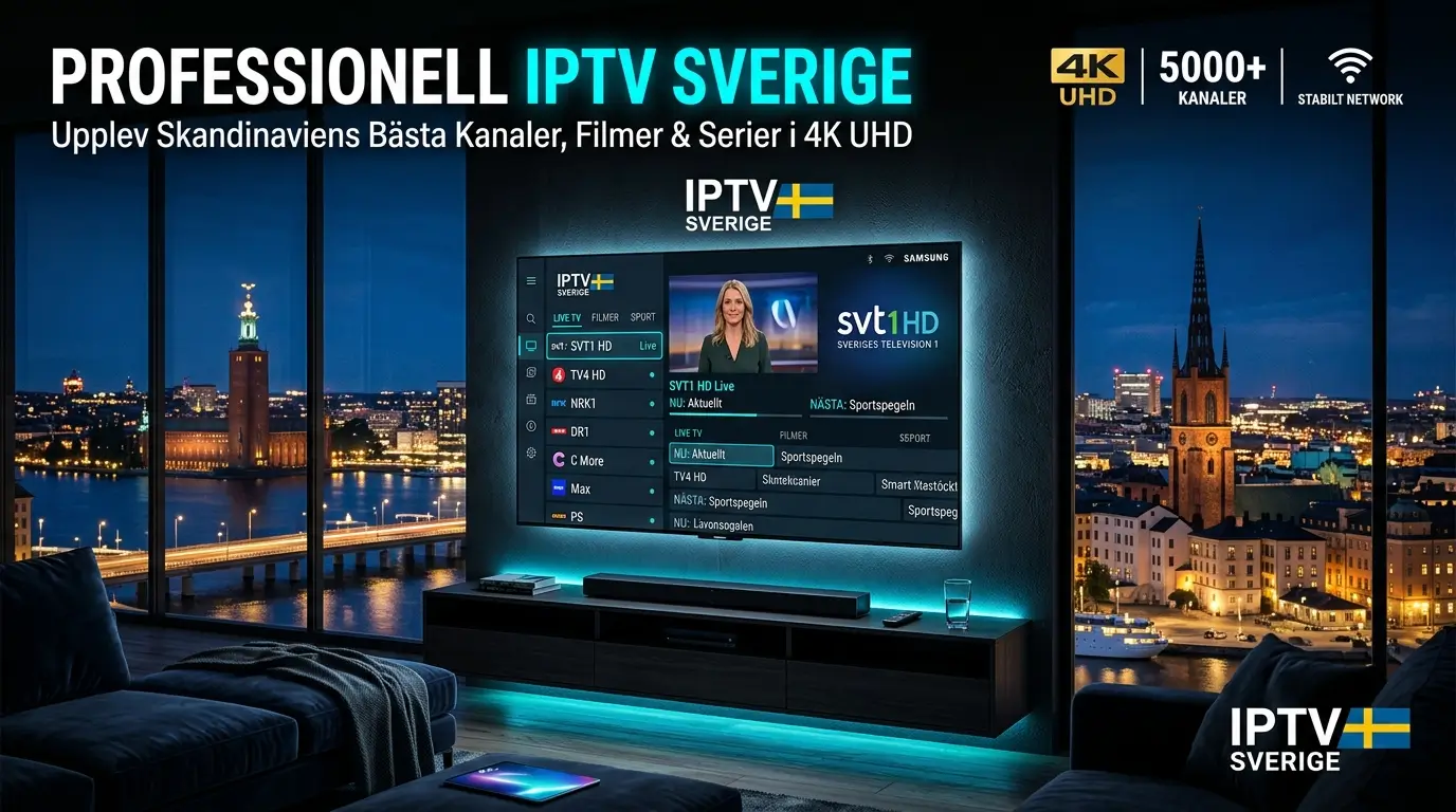 Familj använder IPTV Sverige på UHD smart TV hemma